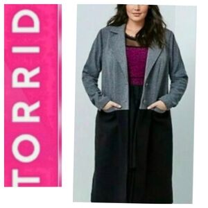 Torrid Two Tone Trench Coat 20% Wool Size 3